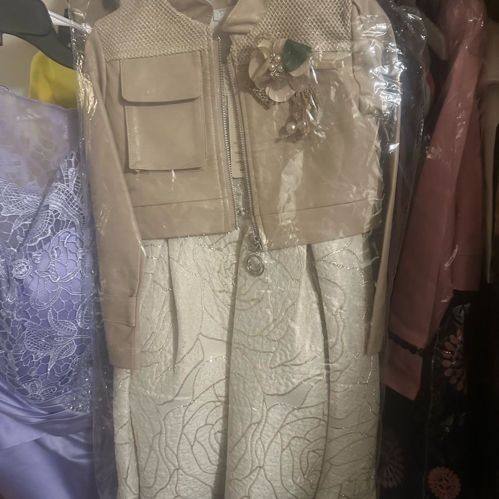 Elegant Cream Kids Formal Dress with Jacket